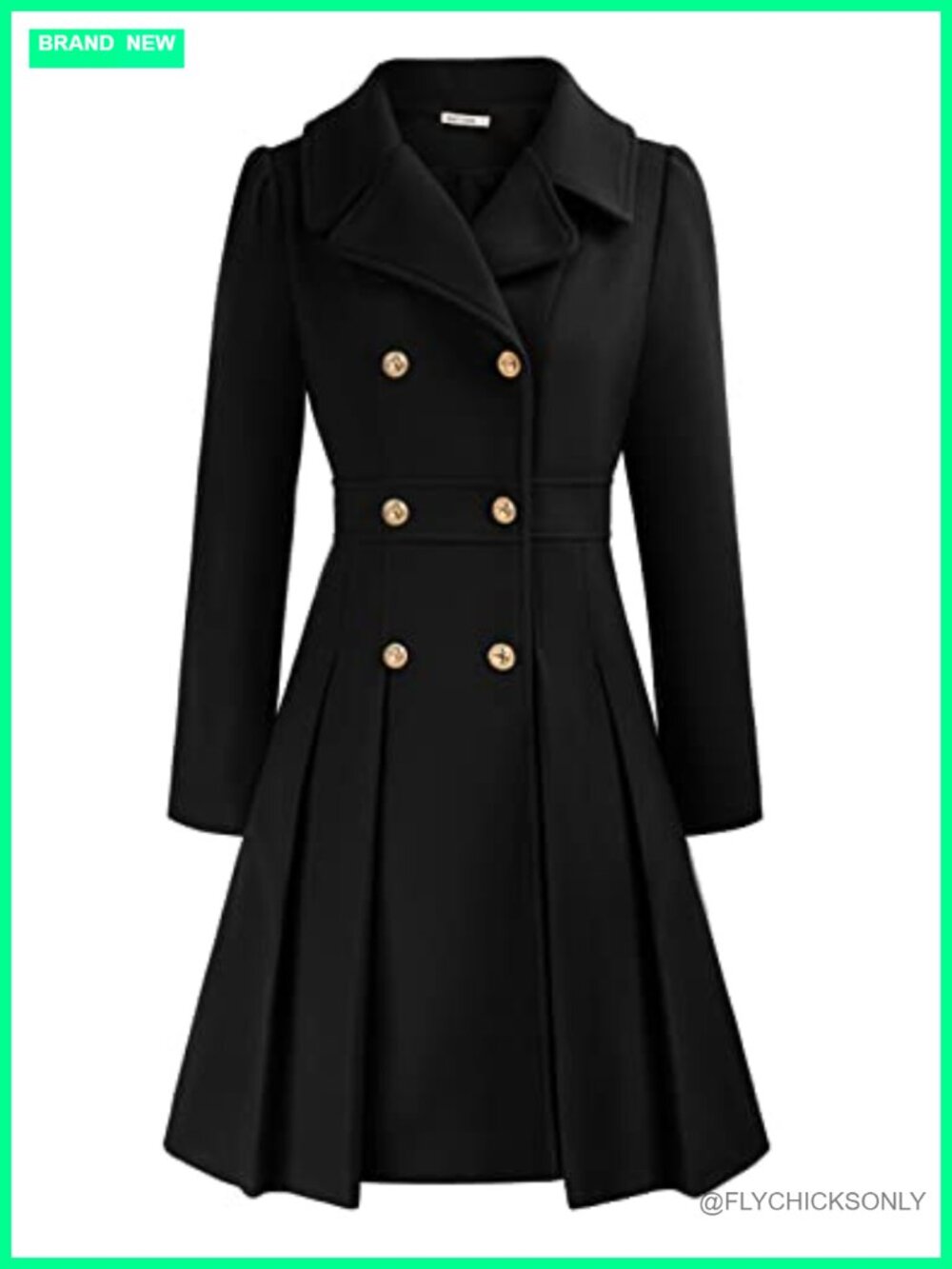 Women's Double Breasted Trench Coat Notch Lapel A-Line Knee Length